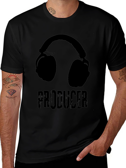 Producer Headphone Graphic Tee - Black Cotton Blend