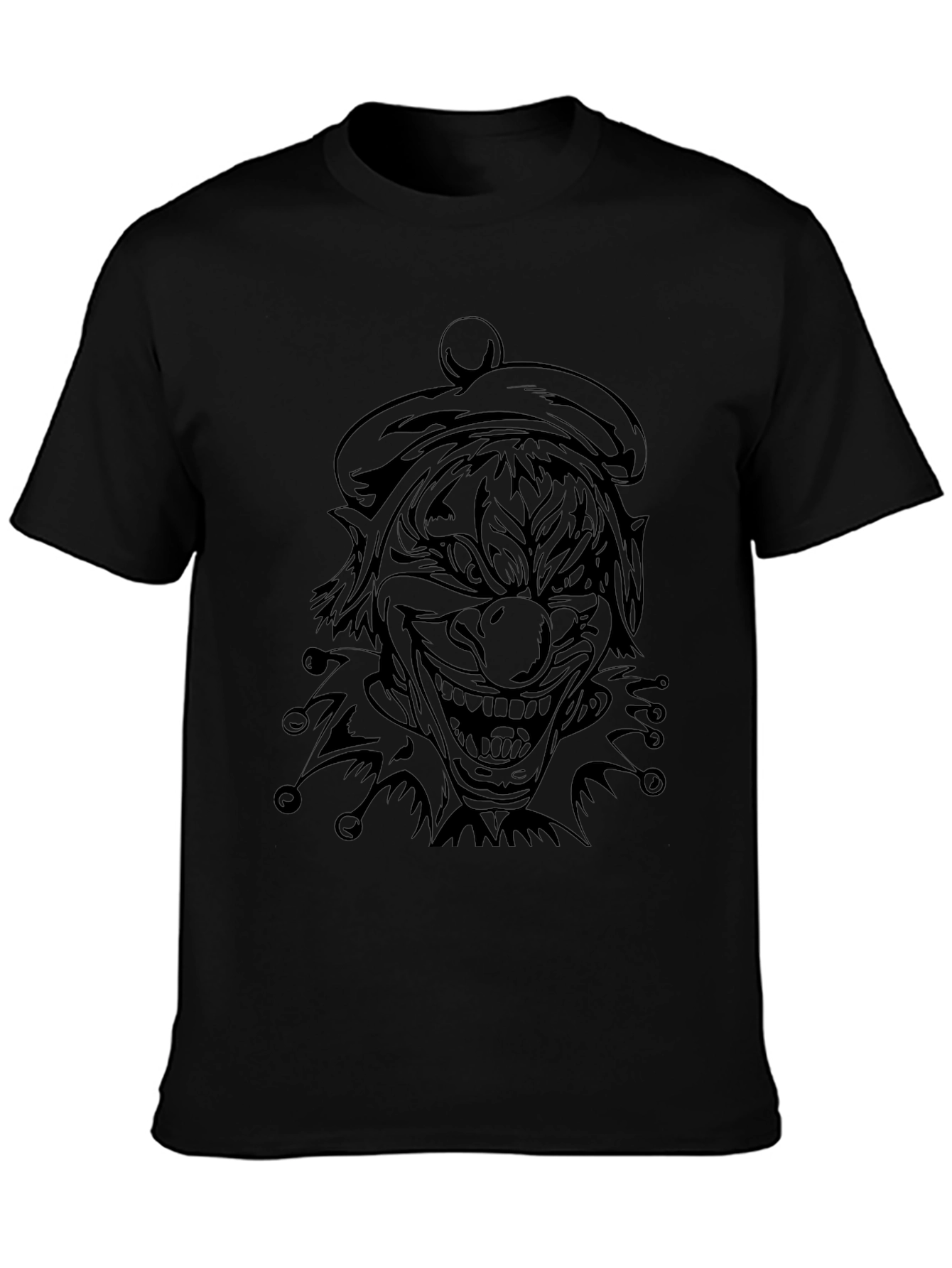 Mens Black Clown Graphic Tee - Scary Jester Shirt