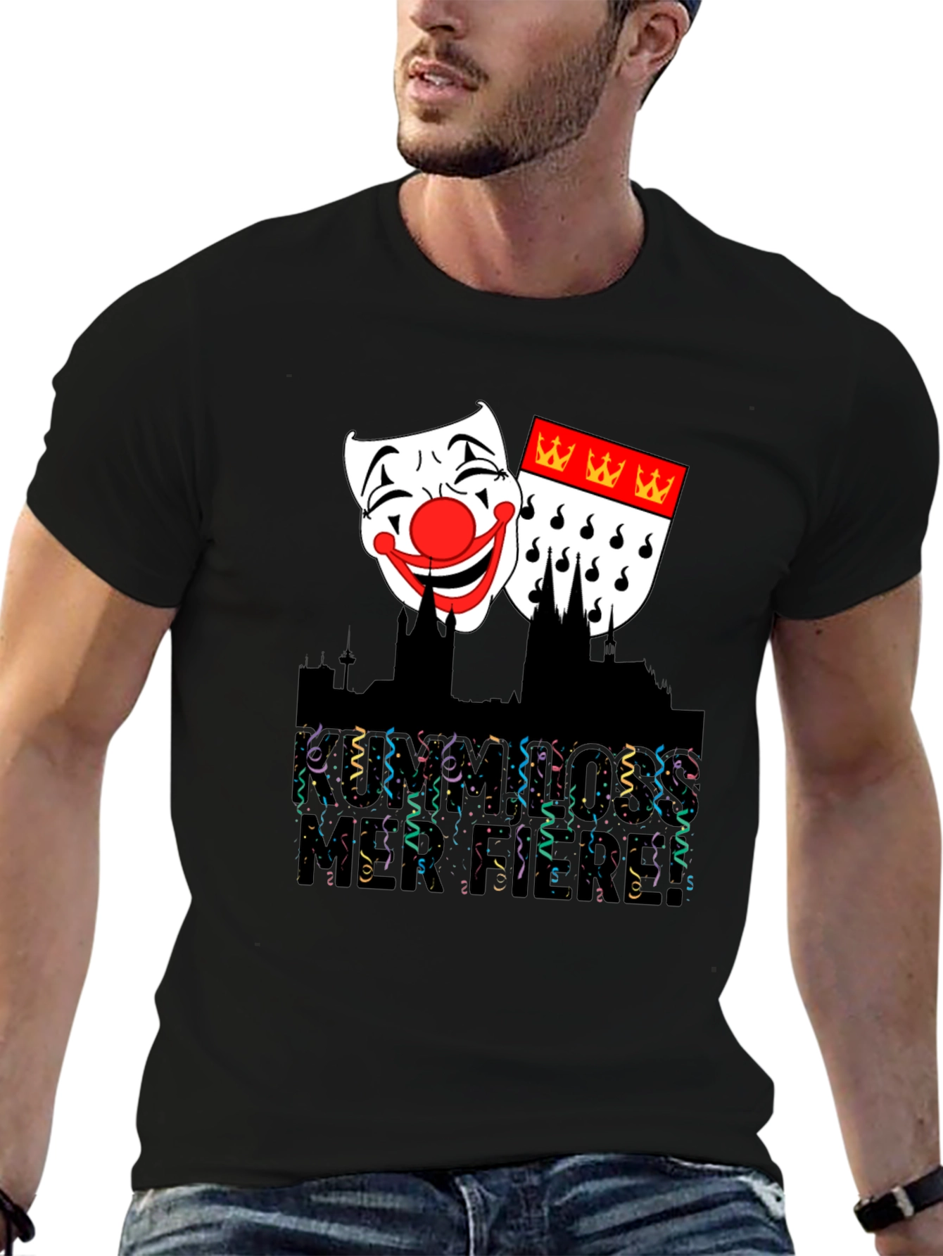 Cologne Carnival T-Shirt - Festive Mask Graphic Tee