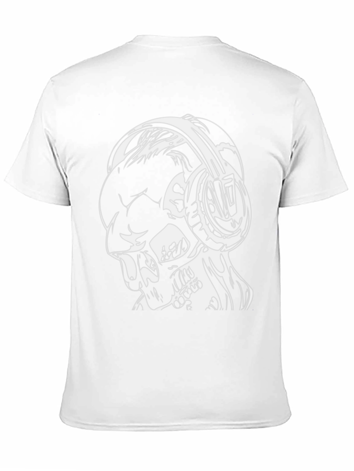 Skull with Headphones Graphic Tee - Black Cotton