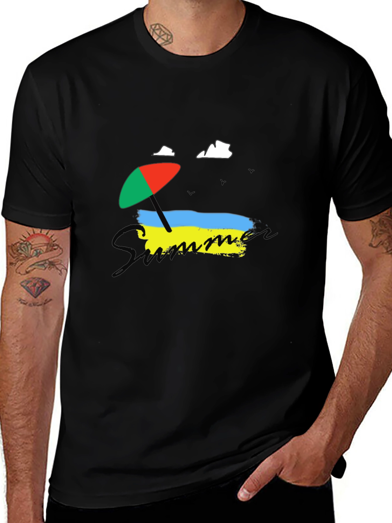 Summer Beach Umbrella Ukraine Flag T-Shirt