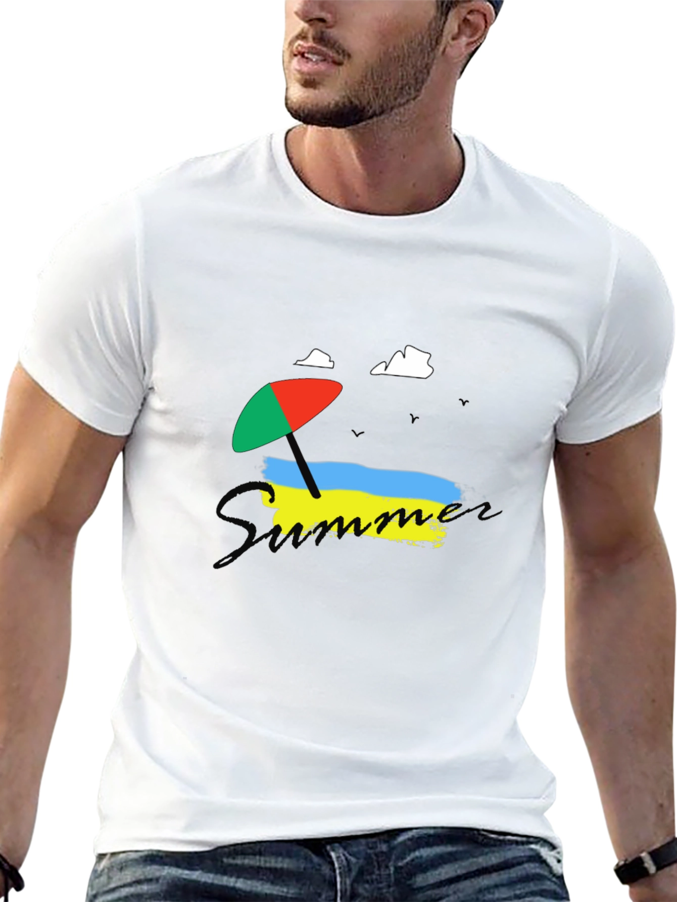 Summer Beach Umbrella Ukraine Flag T-Shirt