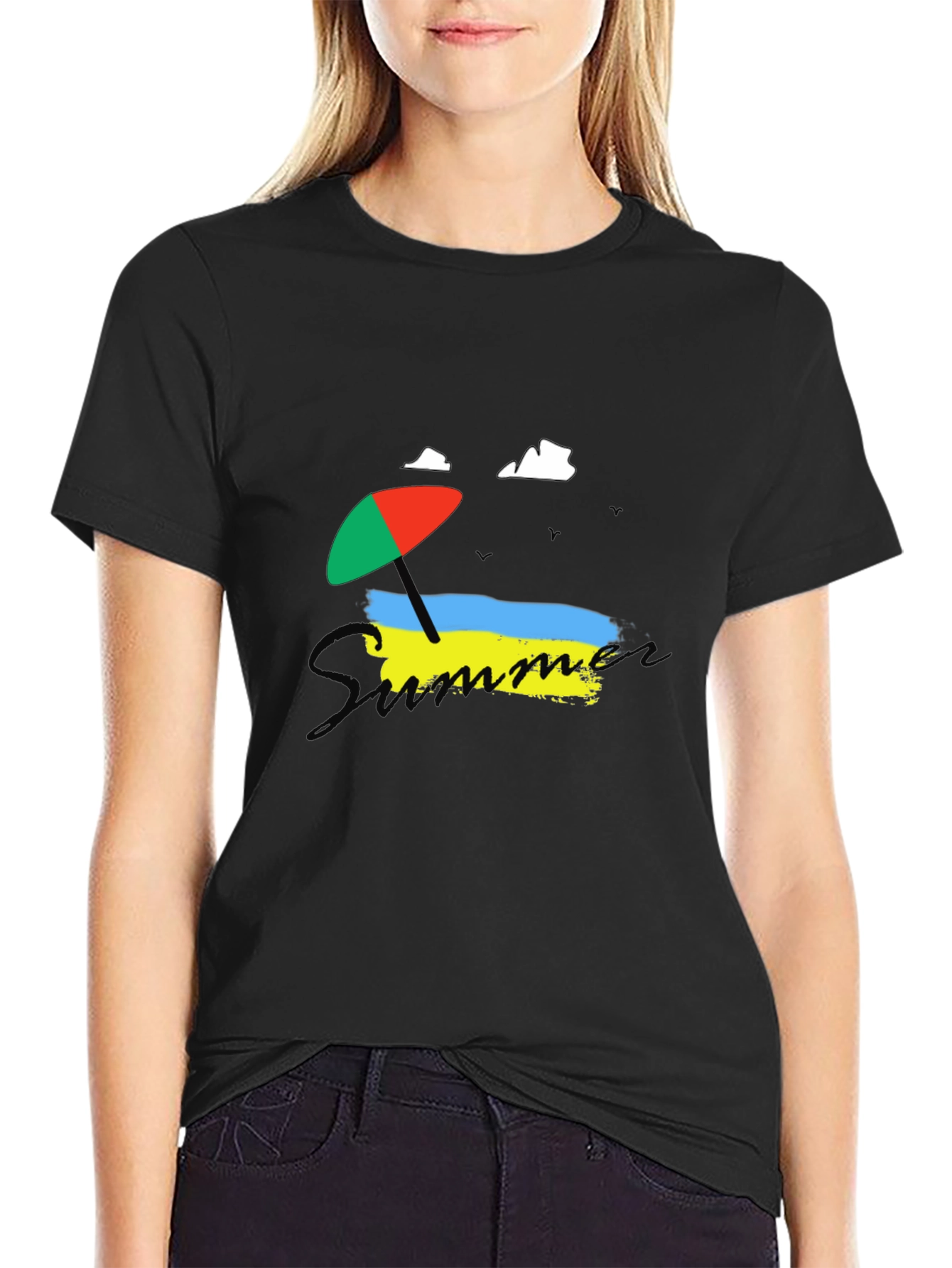 Summer Beach Umbrella Ukraine Flag T-Shirt