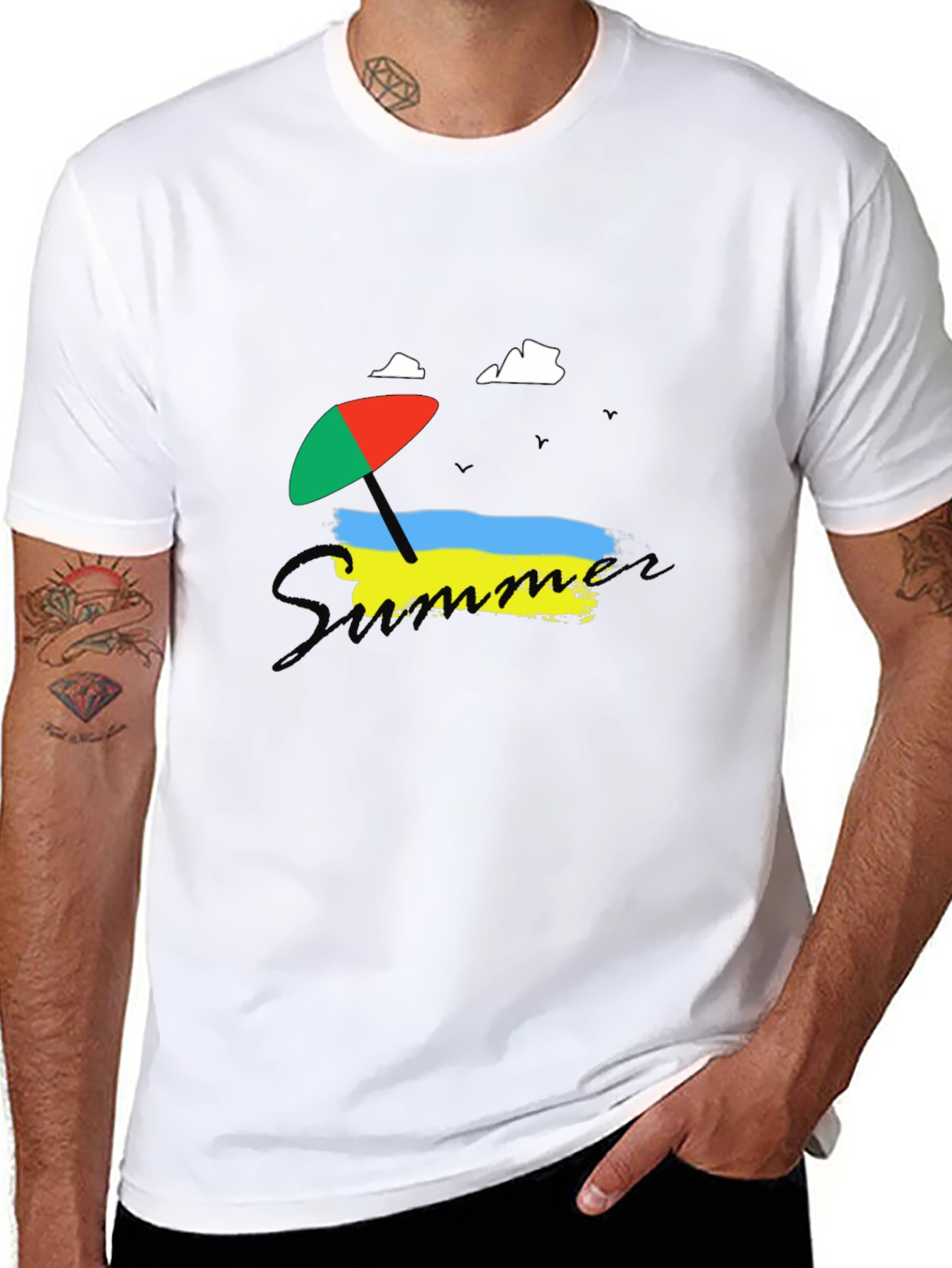 Summer Beach Umbrella Ukraine Flag T-Shirt