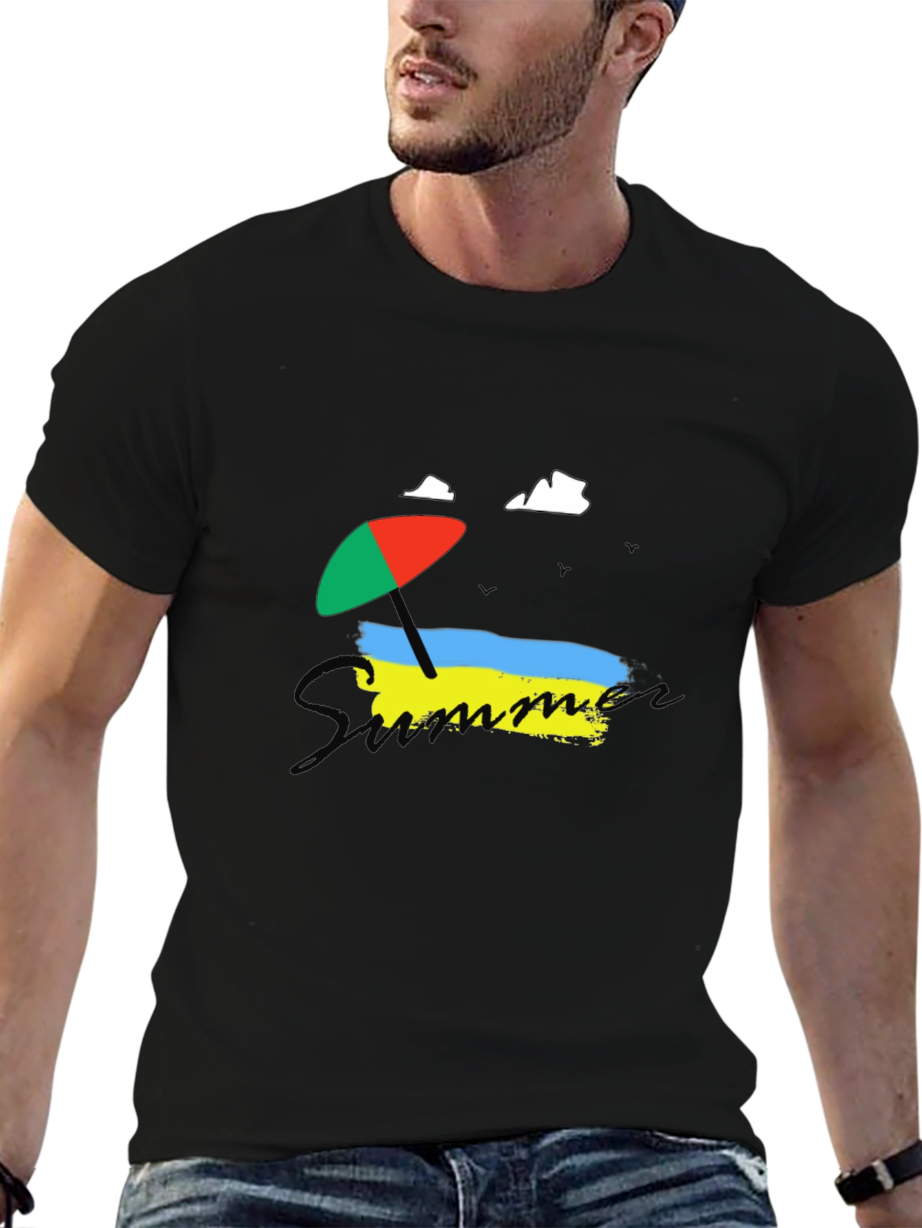 Summer Beach Umbrella Ukraine Flag T-Shirt