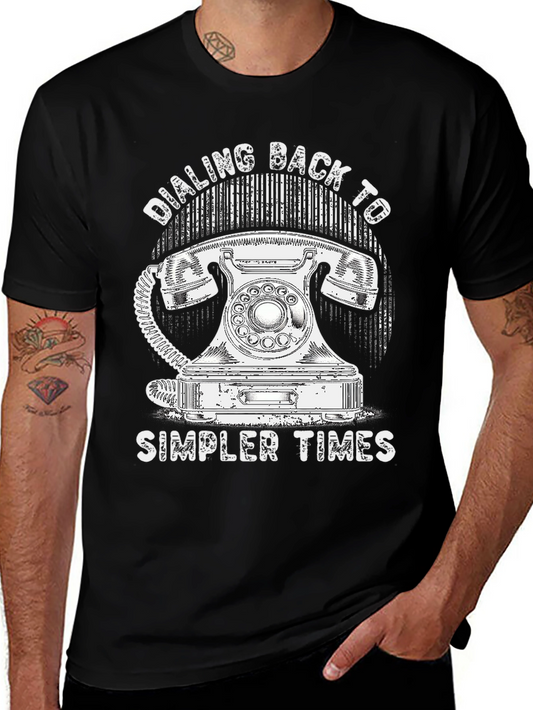 Dialing Back Simpler Times Retro Phone Graphic T-Shirt