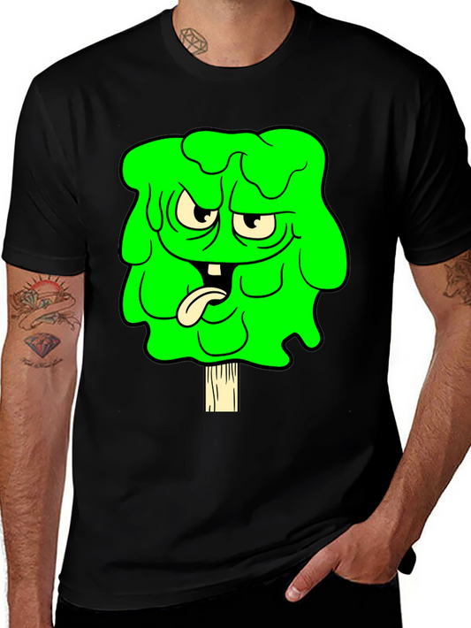 Funny Green Monster Graphic Tee - Black Cotton Shirt