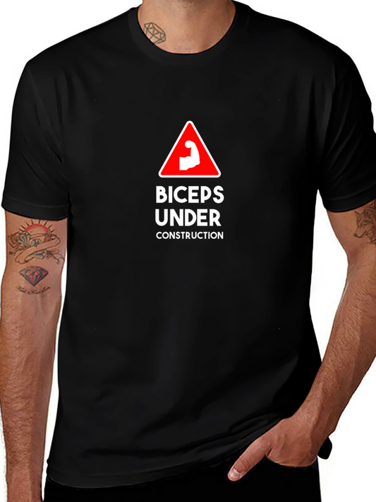 Biceps Under Construction Graphic Tee - Black