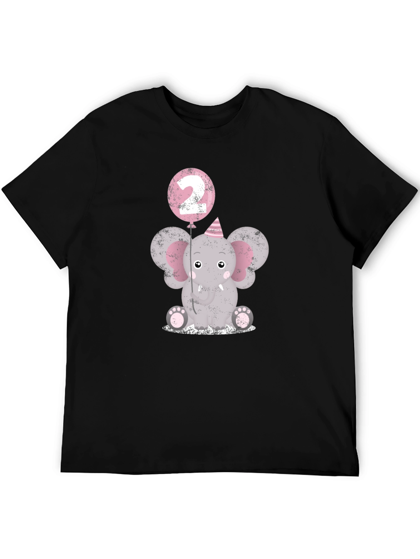 Cute Elephant 2nd Birthday Black T-Shirt