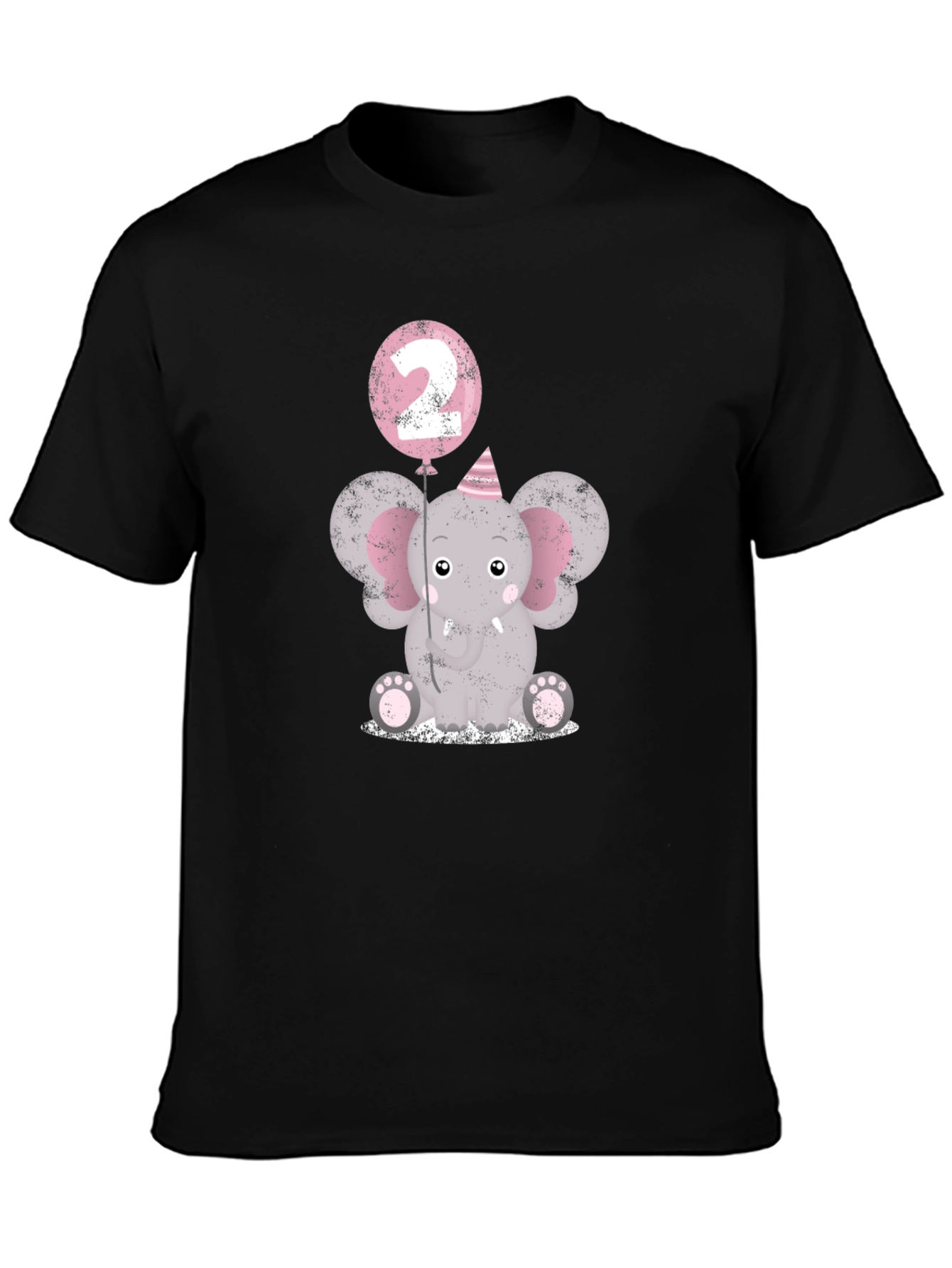 Cute Elephant 2nd Birthday Black T-Shirt