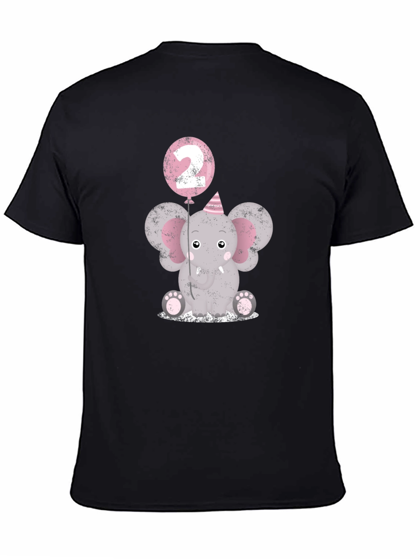 Cute Elephant 2nd Birthday Black T-Shirt