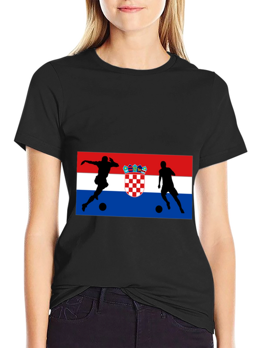 Croatia Soccer Flag Black T-Shirt - Football Fan Apparel