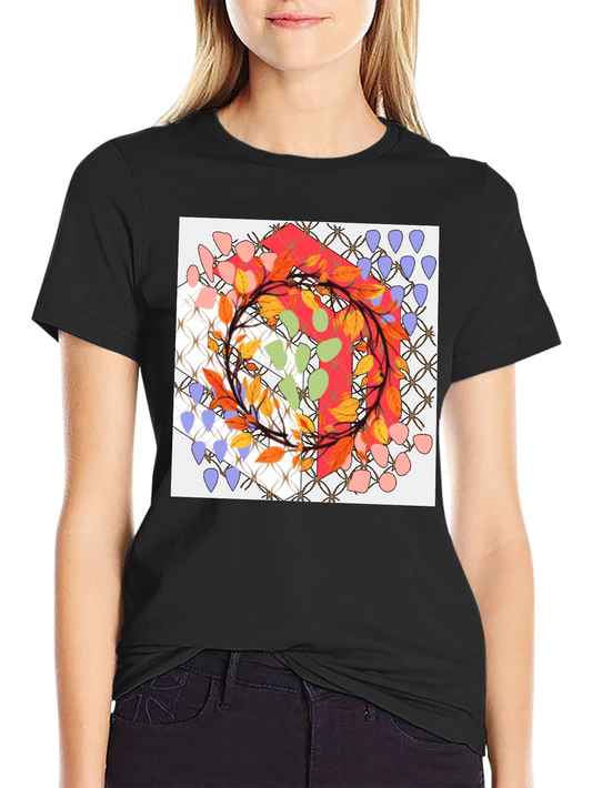 Abstract Art Wreath Graphic Tee - Black