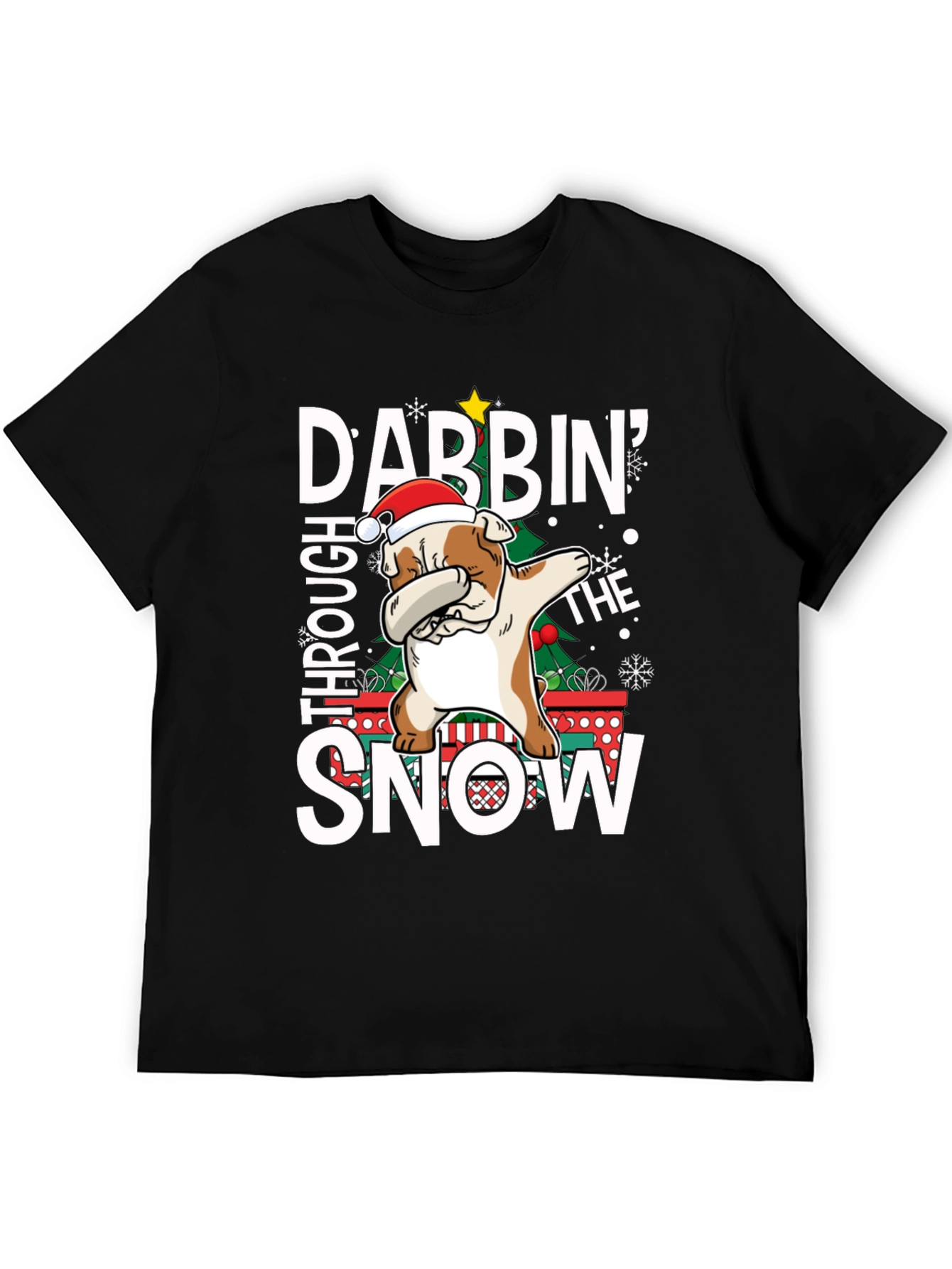 Dabbing Bulldog Christmas T-Shirt