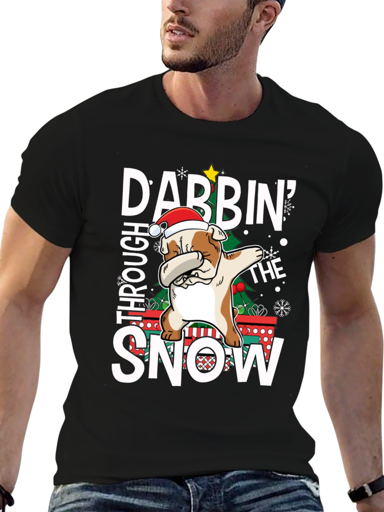 Dabbing Bulldog Christmas T-Shirt