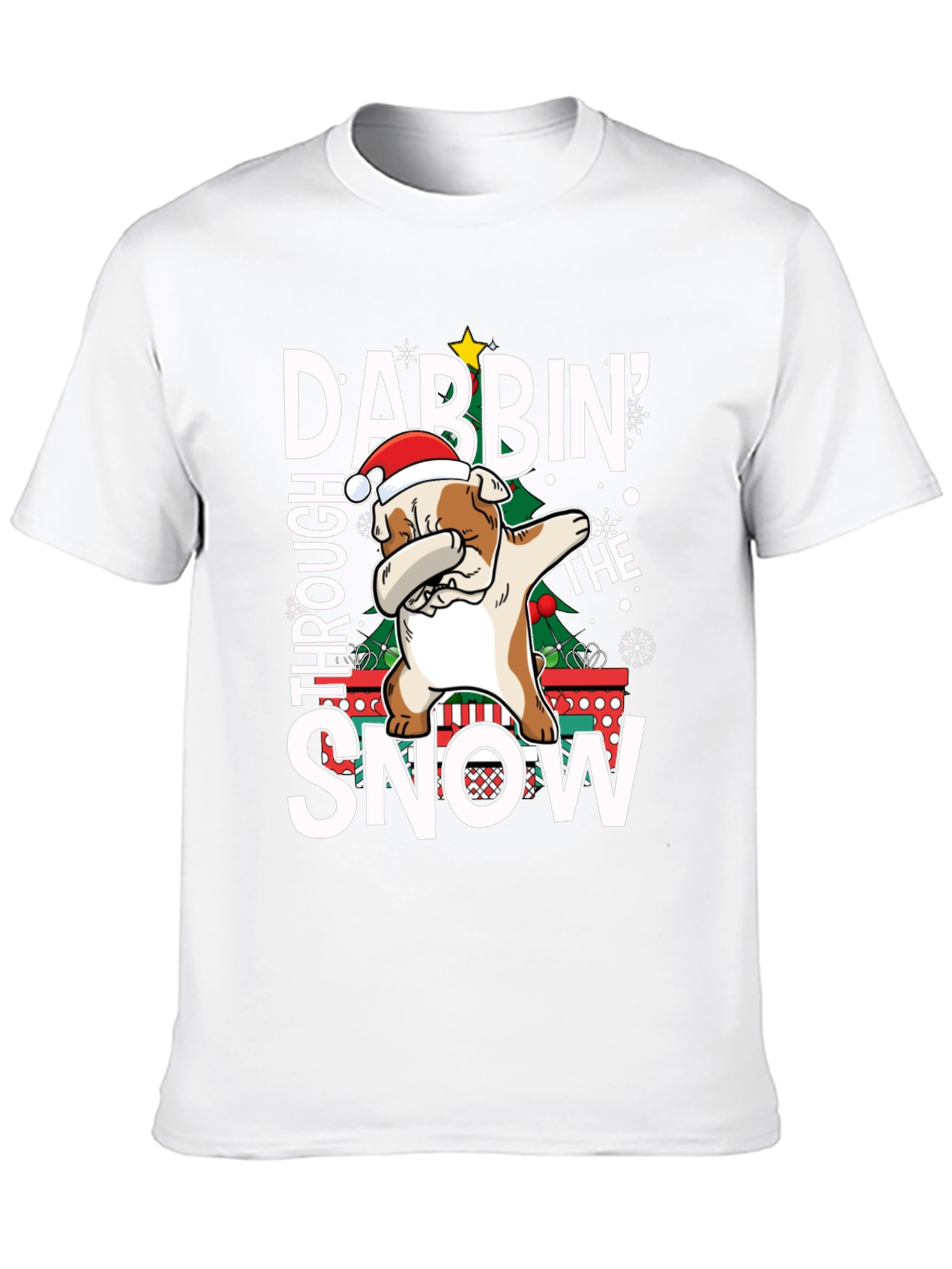 Dabbing Bulldog Christmas T-Shirt
