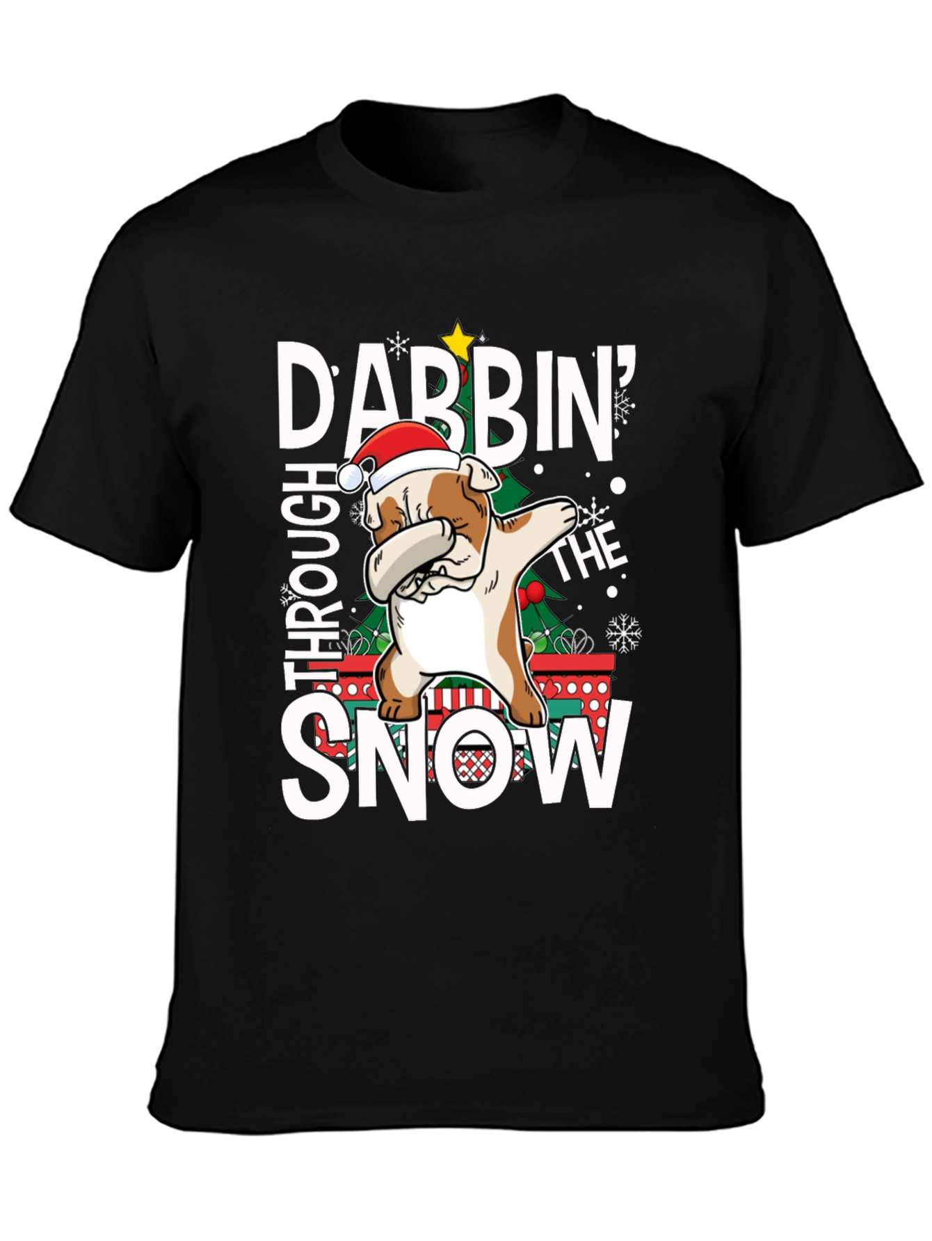 Dabbing Bulldog Christmas T-Shirt