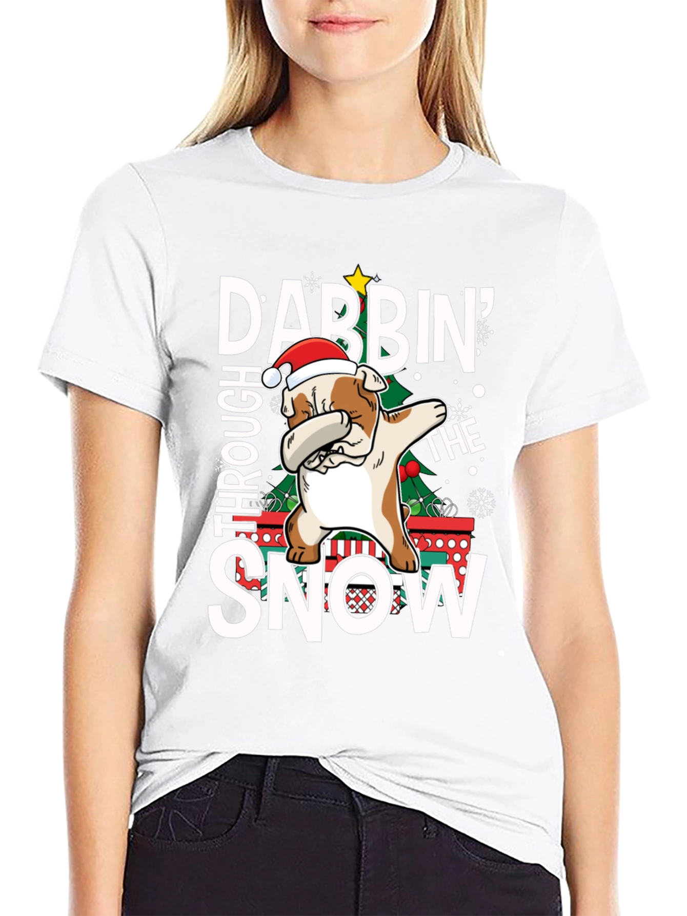 Dabbing Bulldog Christmas T-Shirt