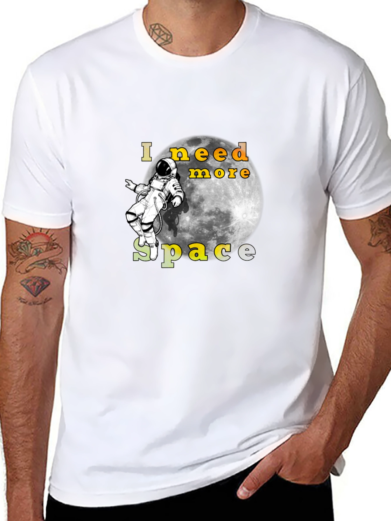 I Need More Space Black T-Shirt Astronaut Moon