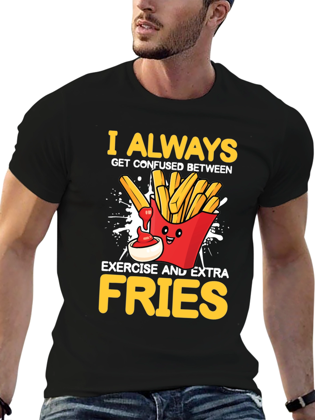 Funny Fries Graphic Tee - Exercise vs. Fries