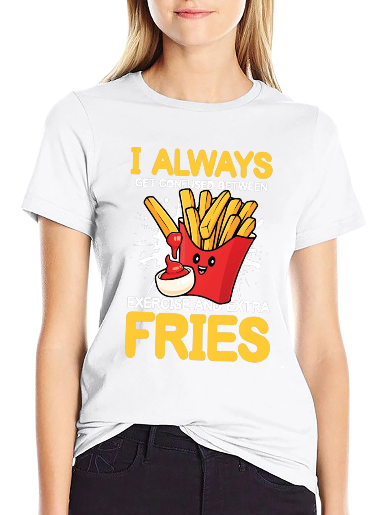 Funny Fries Graphic Tee - Exercise vs. Fries