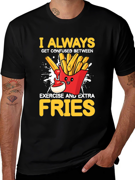 Funny Fries Graphic Tee - Exercise vs. Fries