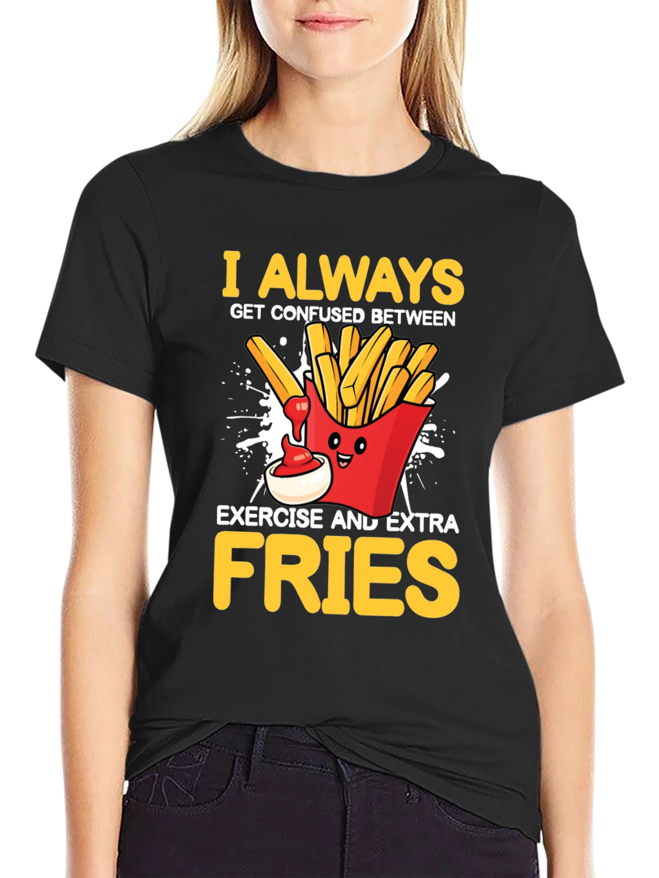 Funny Fries Graphic Tee - Exercise vs. Fries