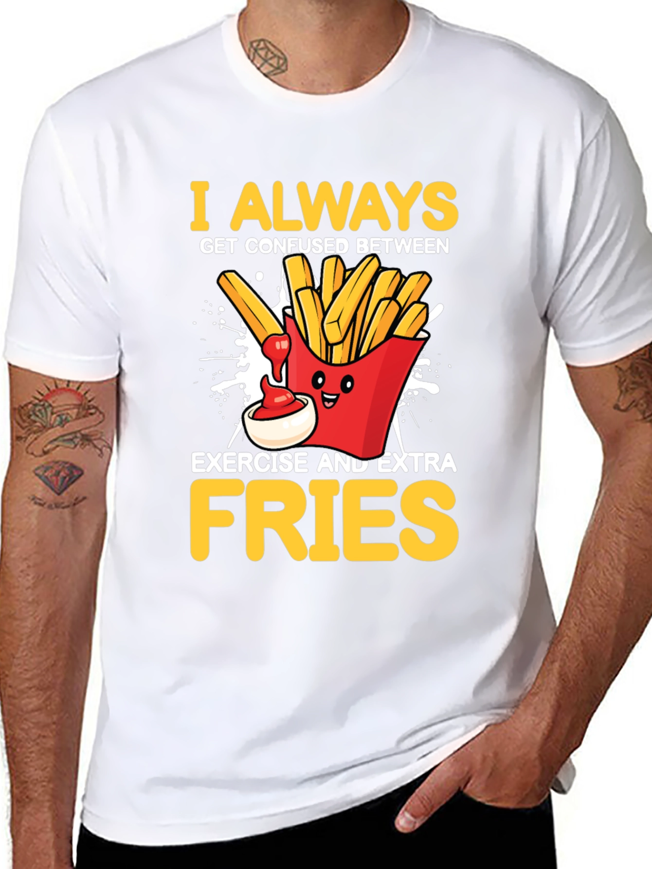 Funny Fries Graphic Tee - Exercise vs. Fries