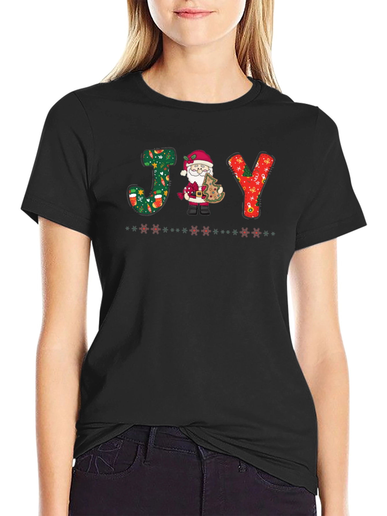 Festive JOY Santa Christmas T-Shirt