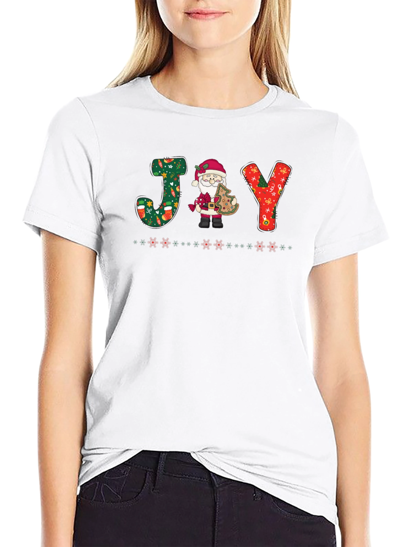 Festive JOY Santa Christmas T-Shirt