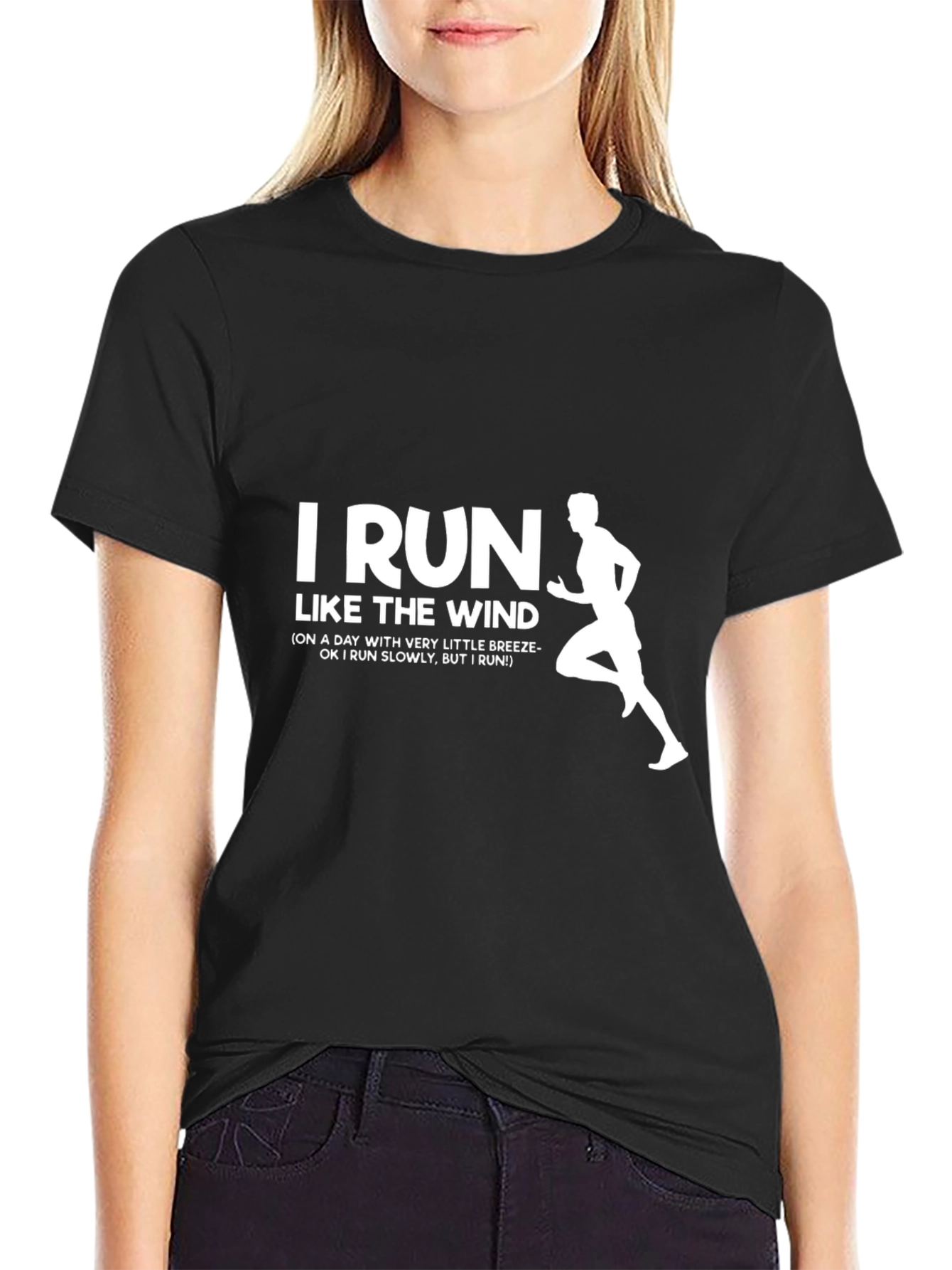 I Run Like the Wind Mens Black Graphic T-Shirt