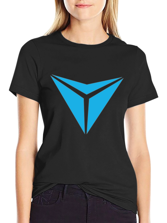 Black Tee with Geometric Blue Chevron Logo