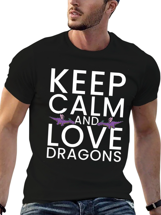 Keep Calm & Love Dragons Black T-Shirt