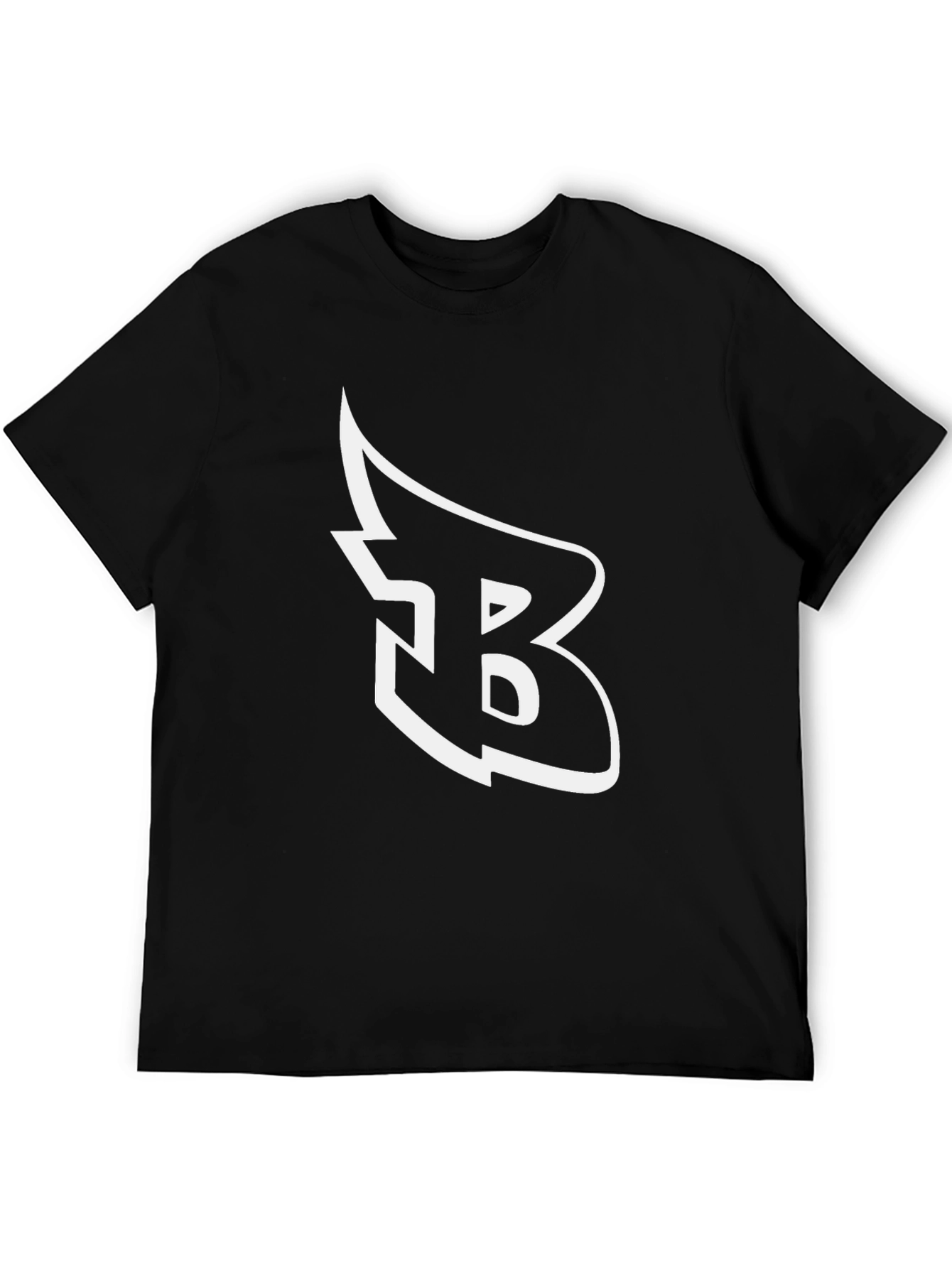 Black T-Shirt with White Letter B Graphic
