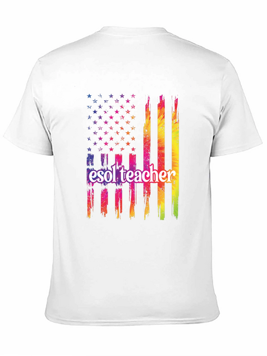 ESOL Teacher Patriotic Flag T-Shirt