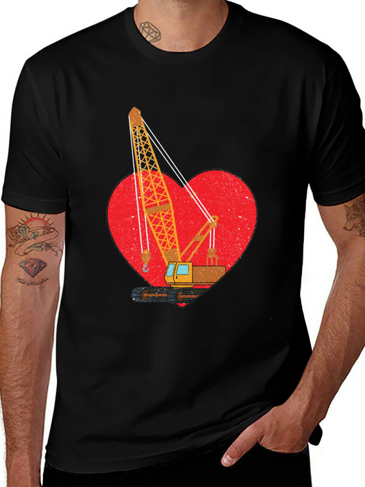 Crane Heart Graphic Tee - Heavy Equipment Love