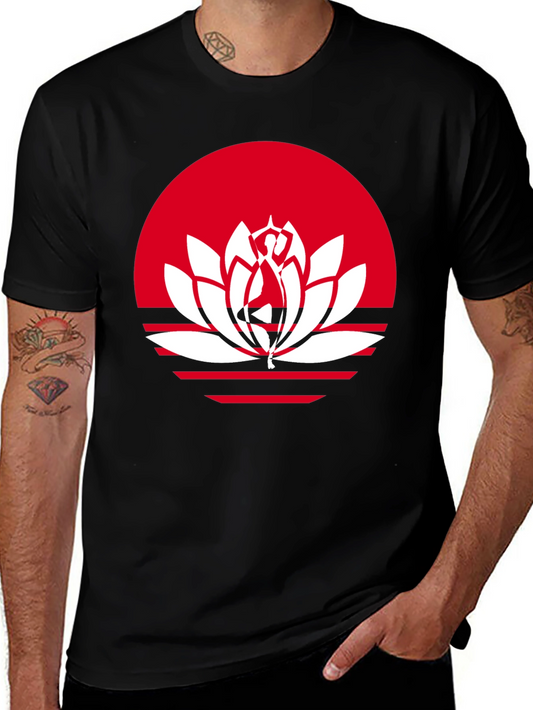 Lotus Yoga Pose Graphic Tee - Black