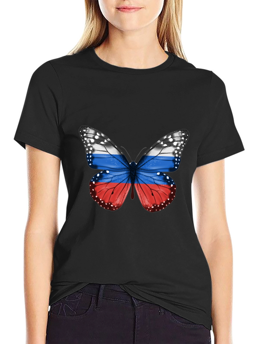 Russian Flag Butterfly Graphic Tee