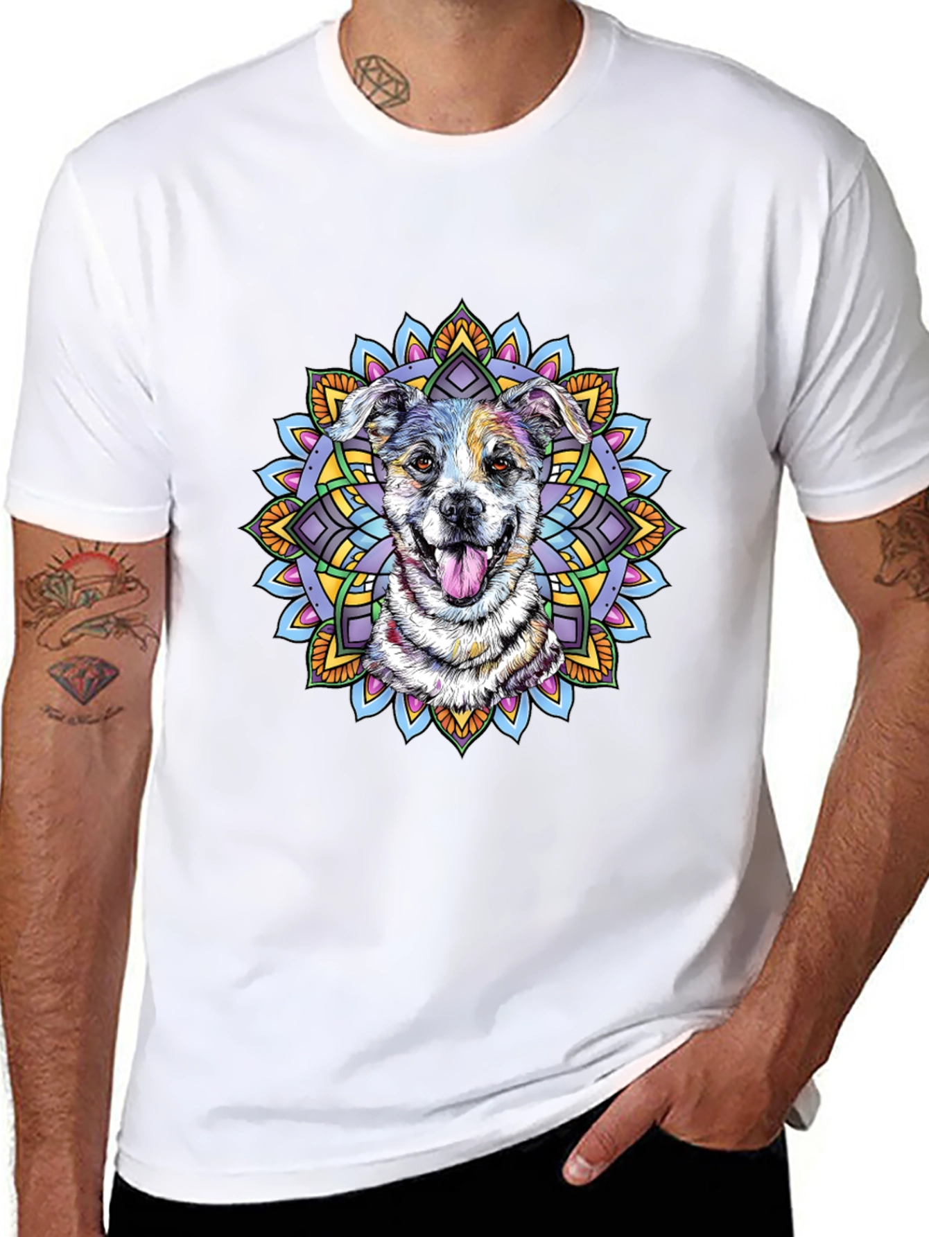 Dog Mandala Graphic T-Shirt - Unisex
