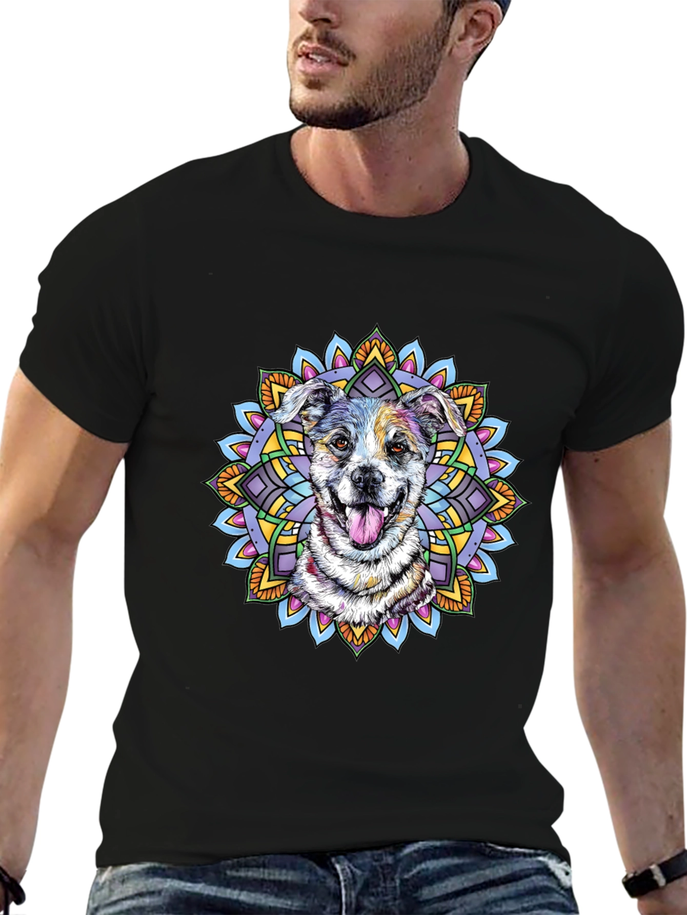 Dog Mandala Graphic T-Shirt - Unisex