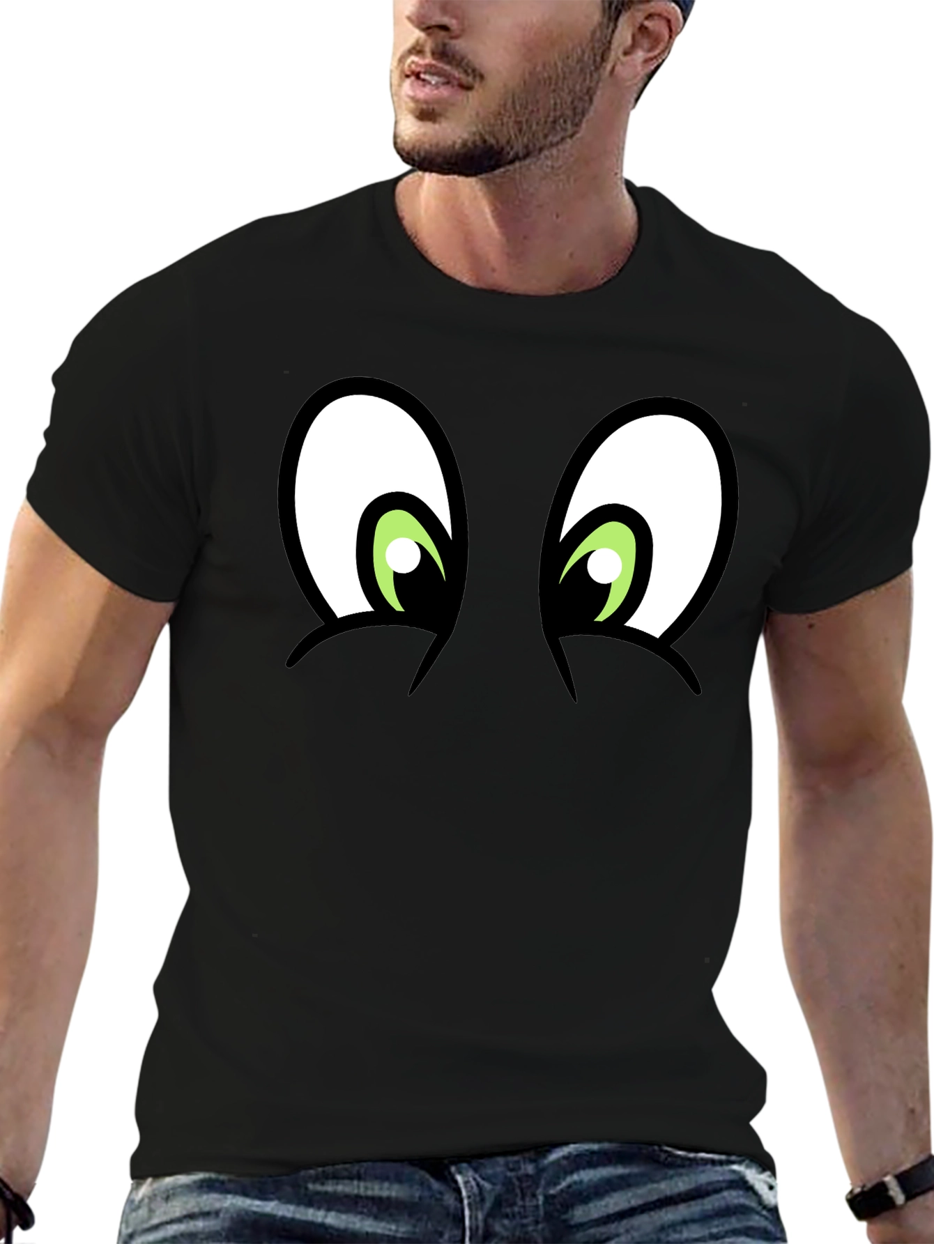Cartoon Eyes Black T-Shirt