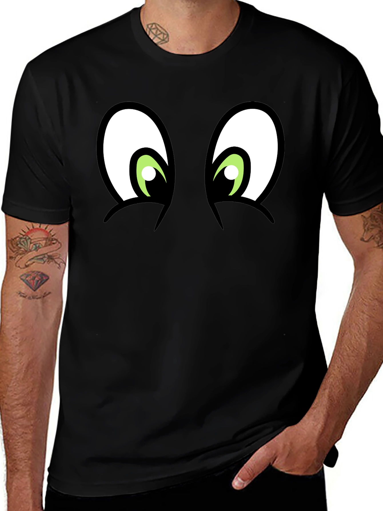 Cartoon Eyes Black T-Shirt