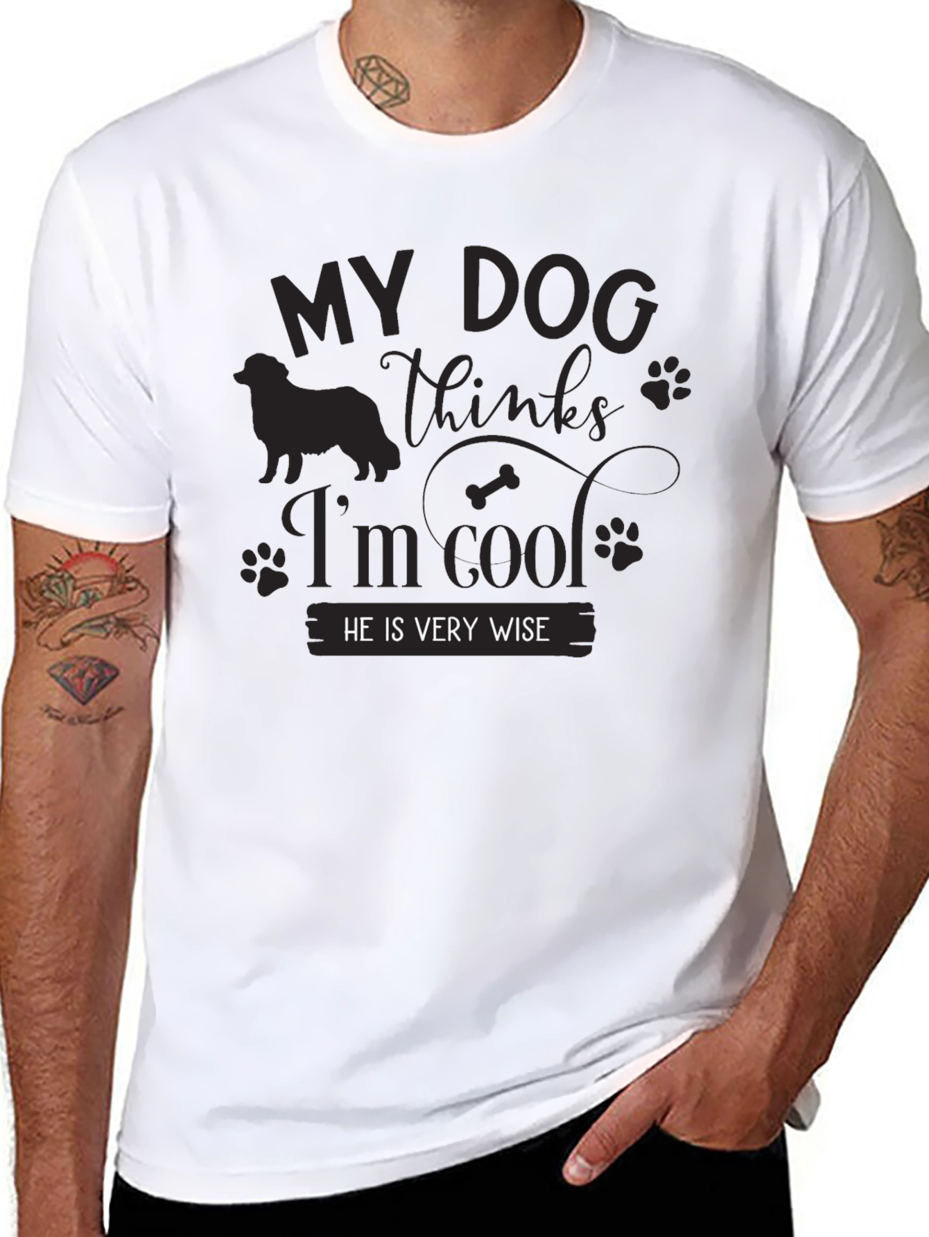 My Dog Thinks Im Cool Black T-Shirt