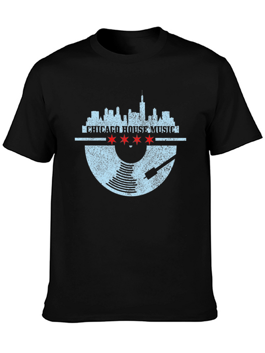 Chicago House Music T-Shirt - Skyline Vinyl Record Design