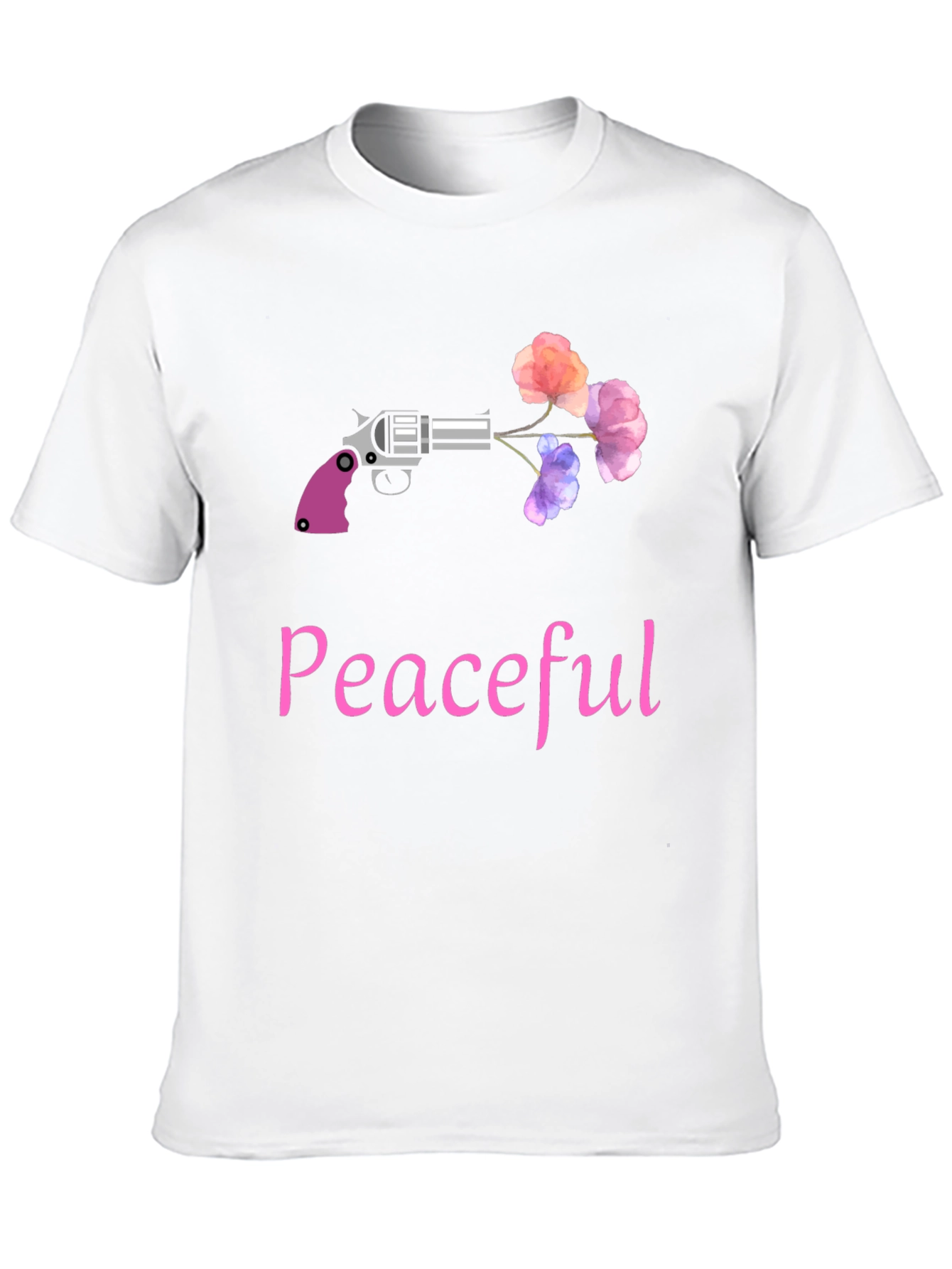 Peaceful Gun & Flowers Graphic T-Shirt
