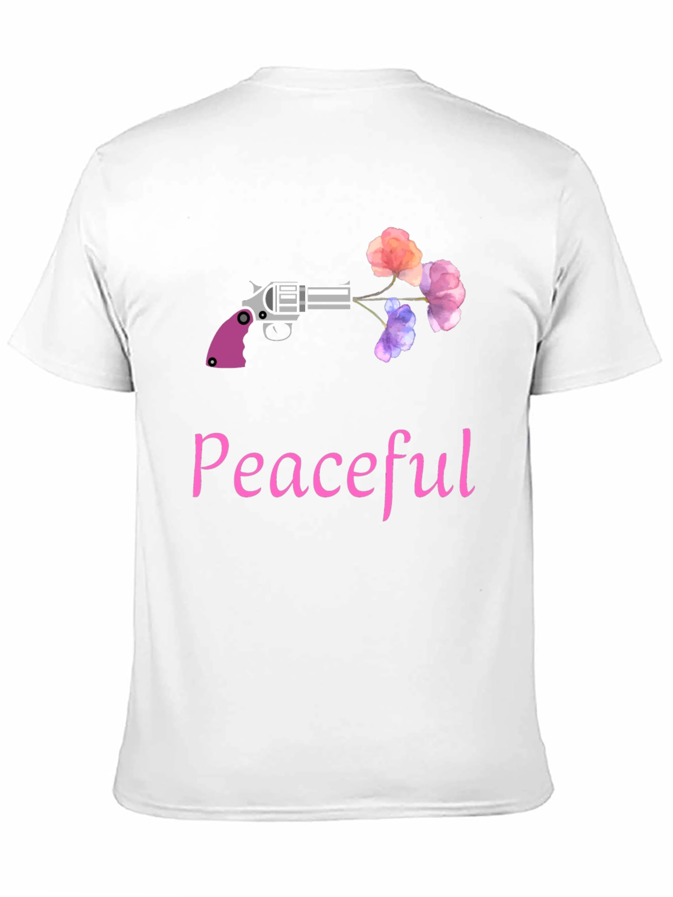 Peaceful Gun & Flowers Graphic T-Shirt