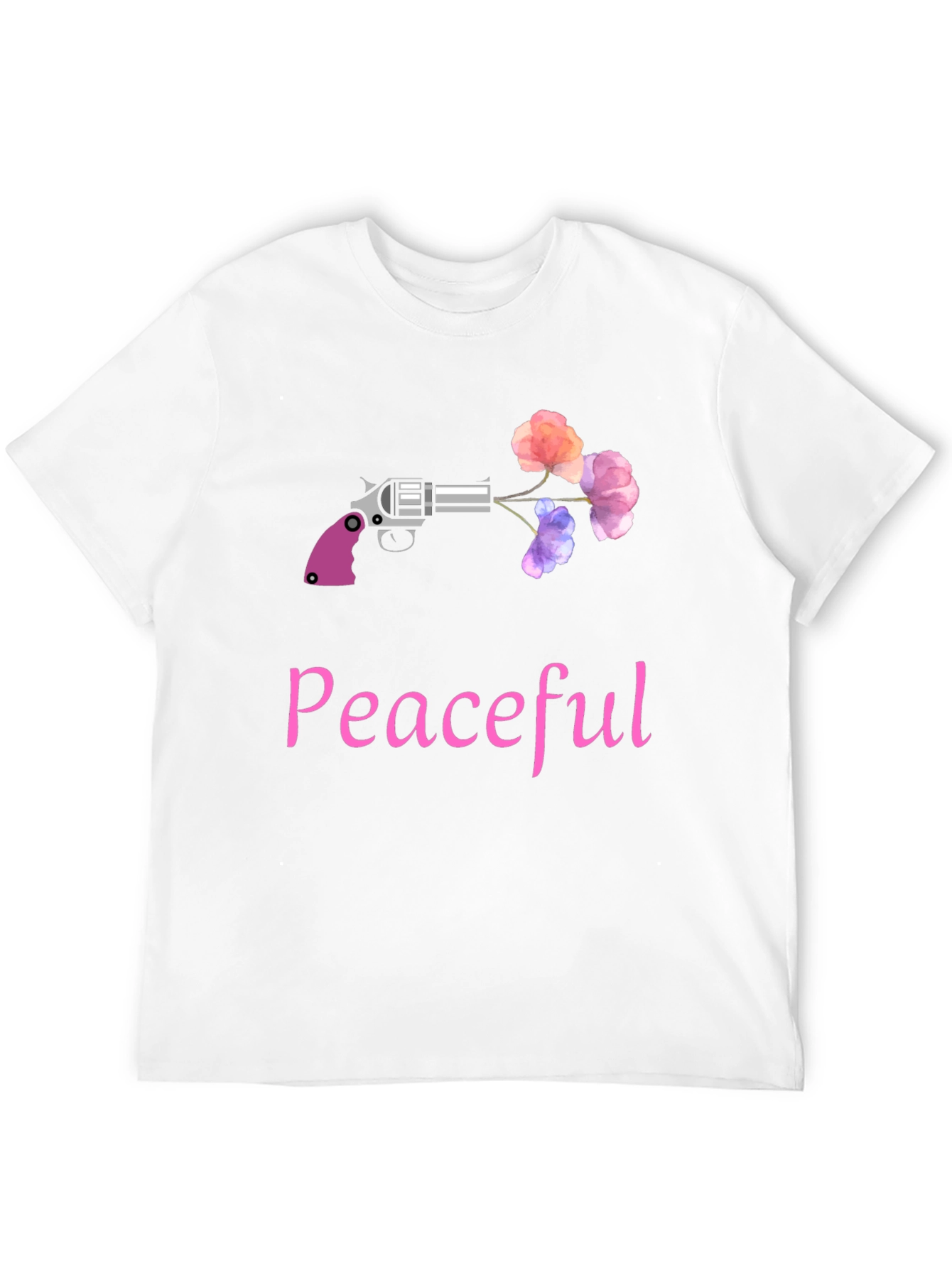 Peaceful Gun & Flowers Graphic T-Shirt