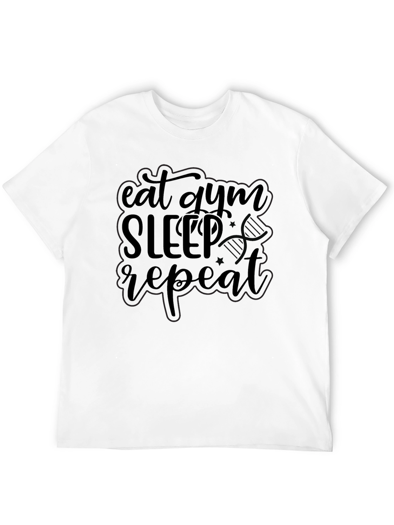 Eat Gym Sleep Repeat Black Graphic T-Shirt