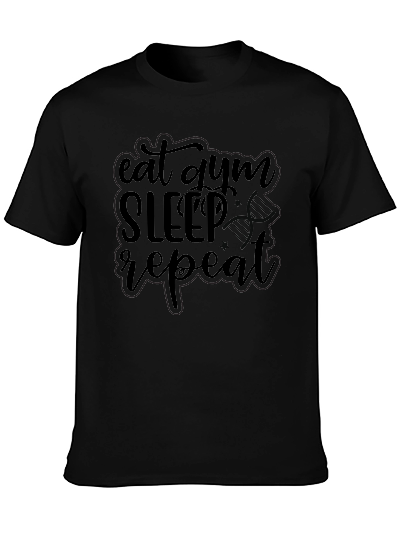 Eat Gym Sleep Repeat Black Graphic T-Shirt