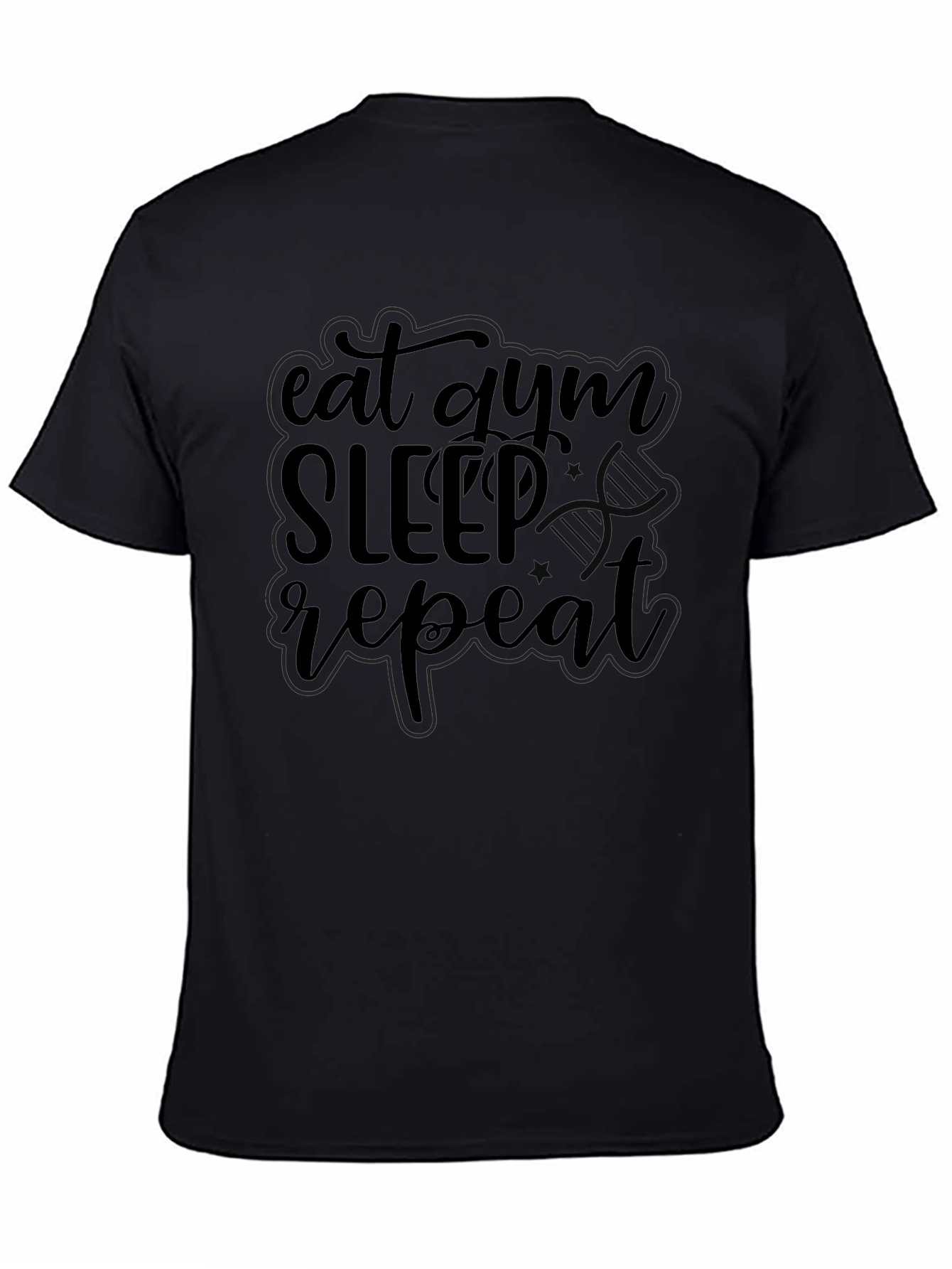 Eat Gym Sleep Repeat Black Graphic T-Shirt